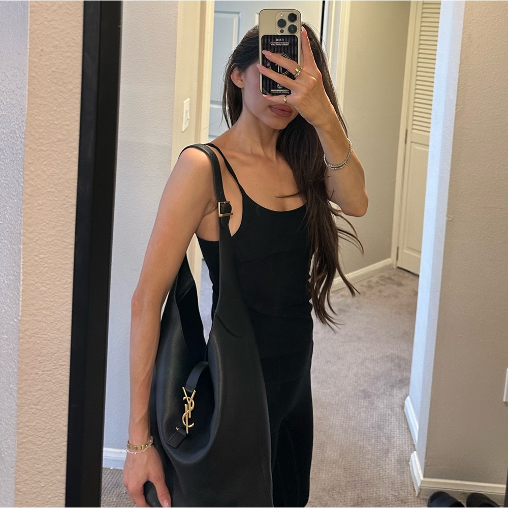 Saint Laurent Black Leather Hobo Bag